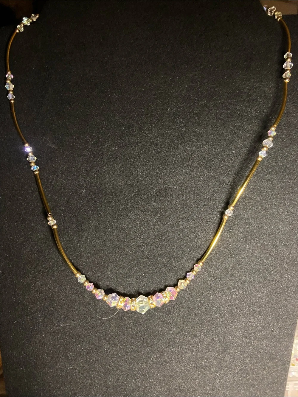 Gold Crystal Bead Necklace - Women's Jewelry Y2K